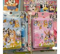 1 pezzo Set taccuino portatile mini con figure dell'anime Bluey, taccuino portatile con penna, quaderno cartoni animati per bambini, molto adatto per festival, fan, scuola e regali rosa,bluCarta tessi