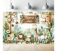1 pezzo Sfondo personalizzato "Benvenuti nella Giungla", Fondale fotografico per feste per bambini, decorazione tradizionale, patrimonio festivo, banner per cultura di classe e ufficio, decorazione pe
