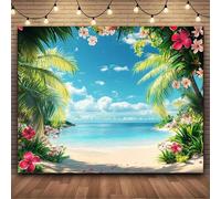 1 pezzo, Sfondo tropicale sulla spiaggia, sfondo fotografico con palme e spiagge estive, per l'isola di Hawaii, foto, video, parete, telo appeso, festa, banner, sfondi fotografici per feste, feste 180
