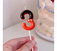 1 pezzo Simpatiche candele a forma di numeri da 0 a 9 nei colori nero e rosso, decorazioni per torte per compleanni, anniversari, feste, decorazioni per cupcake, piatti per feste di compleanno, rivela