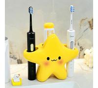 1 pezzo Simpatico porta spazzolino e dentifricio con viso sorridente a forma di stella gialla, semplice e di carattere, accessorio domestico in plastica durevole e resistente ABS