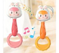 1 pezzo Sonaglio carino a forma di dinosauro e coniglio - Giocattolo educativo per bambini, aiuta a sviluppare la forza di presa, le abilità motorie, la vista e l'udito coniglietto rosa,dinosauro verd