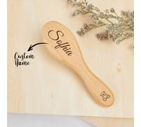 1 pezzo spazzola per capelli personalizzata, incisa al laser, spazzola per capelli con fiori di legno, regalo ricordo per baby shower, spazzola per capelli personalizzata per neonati con nome inciso,
