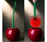 1 pezzo Spazzola per WC a forma di ciliegia, spazzola per WC con manico lungo e setole morbide, set di spazzole per la pulizia del WC in plastica, adatto per bagno/hotel Borgogna (testina rossa),Borgo