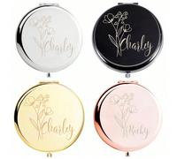 1 pezzo Specchio compatto pieghevole per trucco personalizzato con fiori a tre colori, regalo di laurea per sorella e amici, regalo di compleanno, impermeabile, compatto ed elegante, di stile moderno