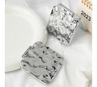 1 pezzo Specchio compatto quadrato grande con motivo acquatico, economico, riempitivo per calze, trucco, accessori per il trucco, roba economica, regali, regali per donne, regali di Natale vetro