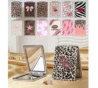 1 pezzo Specchio da toeletta stile Millennium Y2K serie stampa leopardata, specchio a mano pieghevole leggero ultra sottile portatile, in pelle PU, adatto per molteplici scene e tutte le persone, picc