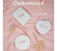 1 pezzo Specchio personalizzato, piccolo, in pelle PU bifacciale e pieghevole, specchio da trucco portatile creativo fai-da-te, incisione laser con nome, regalo personalizzabile, idea regalo di San Va