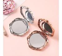 1 pezzo Specchio rotondo pieghevole color oro rosa, specchio da toeletta portatile con supporto, specchio da viaggio compatto per il trucco, specchio da tavolo per vestirsi, con graziosa fantasia a ro