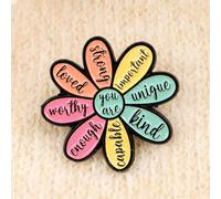 1 pezzo Spilla floreale di consapevolezza - Con petali positivi al centro che recitano "TU SEI" - Spilla incoraggiante per la salute mentale e l'autostima Tagli Unica,5 pezzi,10 pezziLega di zinco