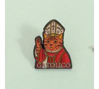 1 pezzo Spilla gatto cattolico sacra e solenne, spilla smaltata con simboli religiosi, spilla gatto GATOLICO, spilla da bavero, gioiello divertente, regalo per amici Tagli UnicaLega di zinco
