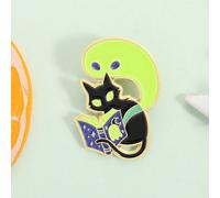 1 pezzo Spilla in smalto con gatto nero fluorescente, sole e luna magici, libro magico, spilla per zaino, regalo per amici Tagli UnicaLega di zinco
