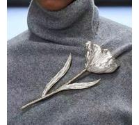 1 pezzo Spilla retrò personalizzata in metallo a forma di foglia e fiore esagerata, accessorio di moda per spettacoli di moda, collana personalizzata esagerata e magnifica con gemme imitate geometrich