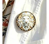 1 pezzo Spilla rotonda in metallo con leone in rilievo 3D, design di testa di leone intagliata nero & oro, spilla metallica vintage di lusso, regalo per San Valentino Qixi 2026, compleanno, anniversar