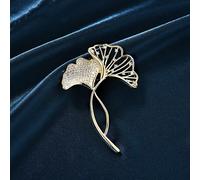 1 pezzo Spilla simile a una foglia di ginkgo simulata creativa ed elegante con strass, ideale come spilla, portachiavi o regalo per le donne per occasioni quotidiane o festive per mostrare fascino ele