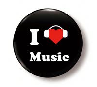 1 pezzo Spilla/Spilla da Bottone con il motivo "I LOVE MUSIC" da 4,4 cm/1,73 pollici, adatta per applicare su vestiti, borse, zaini, regalo divertente per amici e famiglia PMMA