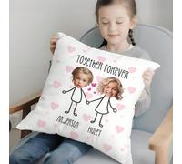 1 pezzo, stampa fronte-retro, federa per cuscino personalizzata con ritratto e nome, regalo memorabile per migliori amici, famiglia, bambini, coppie, può essere regalata ai genitori, include foto del 