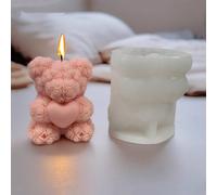 1 pezzo Stampo in silicone a forma di cuore che abbraccia una rosa per San Valentino, stampo in silicone creativo a forma di orsetto per decorazioni, regali di compleanno, decorazioni per la casa, can