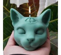 1 pezzo Stampo in silicone a forma di gatto con tre occhi per candele Tagli UnicaSilicone