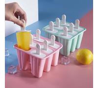 1 pezzo Stampo in silicone multicompartimento per ghiaccioli monocromatico, riutilizzabile per uso domestico in cucina, frigorifero, fai da te, produzione di gelati, feste estive Blu - 6 griglie,Verde