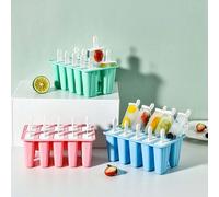 1 pezzo Stampo in silicone multigriglia di colore solido per gelati, riutilizzabile per casa, cucina, frigorifero, fai da te, produzione di gelati, festa estiva, con pennello Verde - 6 griglie,Blu - 6