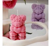 1 pezzo Stampo in silicone per candela a forma di orsetto abbraccio cuore a forma di rosa, adatto come regalo di San Valentino, fai da te, decorazione per la casa a tema San Valentino e Festa della Ma