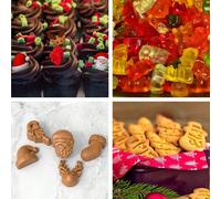 1 Pezzo Stampo in silicone per cioccolato natalizio, 30 cavità, a forma di albero di Natale, calza e Babbo Natale, adatto per torte, caramelle gommose, cupcake, uova, biscotti, cubetti di ghiaccio e a