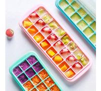 1 pezzo Stampo per cubetti di ghiaccio da 24/14 cavità con coperchio trasparente, stampo in silicone, facile da estrarre e impilabile, adatto per bevande estive e congelamento, perfetto per cucina, fe