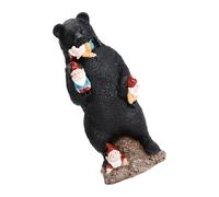 1 pezzo statua di orso nero orso che mangia figura elfo decorazione da giardino