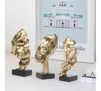 1 pezzo Statua "Il Pensatore", Decorazione artistica astratta "Il silenzio è d'oro", Scultura in resina moderna per libreria o scrivania di casa/ufficio "Non vedo, non sento, non parlo" Le persone con