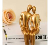 1 pezzo Statua in resina moderna per coppia, scultura astratta, regalo di San Valentino, decorazione per la casa, oggetto decorativo dorato per mensola, decorazioni per il soggiorno Statuetta di coppi