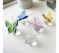 1 pezzo Statuetta da collezione in cristallo di farfalla volante con base a sfera di cristallo, ornamento in vetro tagliato, statua animale da collezione rosa,blu,verde,Viola,giallo,trasparente,colora