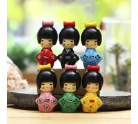 1 pezzo Statuetta decorativa casuale di una bambina con kimono giapponese, ornamento da scrivania Set da 6 pezzi,1 pezzo, colore casuale,verde,nero,1 Blu,rosa,giallo,1 Rosso,3 pezzi, colori casualiPol