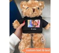 1 pezzo Statuetta di orsetto teddy, con testo + immagine personalizzati, regali divertenti, vestiti per bambole, decorazione da camera da letto, regali di Natale, decorazioni per compleanni, regali pe