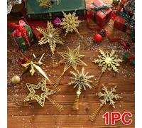 1 pezzo, Stella Puntale per Albero di Natale, Ornamento a forma di Stella e Fiocco di Neve per la Cima dell'Albero di Natale, Decorazione Natalizia in Plastica per Feste, Matrimoni e Prime Comunioni, 