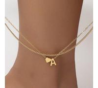 1 pezzo Stile vacanza al mare Collana / Cavigliera a strati con lettere semplici in metallo L,M,Tagli Unica,S,H,A,T,O,X,B,C,D,E,F,G,I,J,K,N,P,Q,R,U,V,W,Y,ZFerro