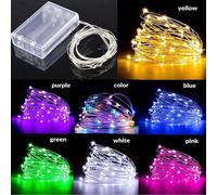 1 pezzo Stringa di luci a LED a filo di rame, luci decorative, lunghezza 1m/3m/5m/10m/20m, 10/30/50/100/200 LED, per uso interno ed esterno, luci a forma di stelle, a batteria (batterie non incluse), 