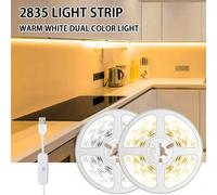 1 pezzo Striscia LED da 200 cm/300 cm/500 cm, 2 pezzi Striscia LED da 1000 cm, Strisce luminose a luce bianca/calda USB 5V 2835 per armadio, cucina, mobile, corridoio, scaffale, illuminazione auto luc