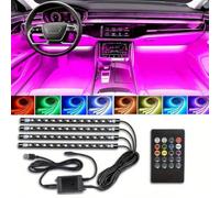 1 pezzo Striscia luminosa LED RGB smart da 48 LED per interni auto con telecomando - Impermeabile, supporta modalità DIY e musica - Ideale per decorazione auto, campeggio e viaggio - Adatto per vari m