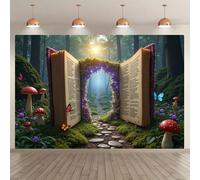 1 pezzo Striscione a tema arco di libri della foresta, multisize, adatto per feste a tema, eventi di lettura, inizio anno scolastico, sfondo per servizi fotografici, per uso interno ed esterno, decora