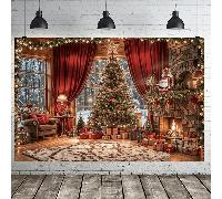 1 pezzo Striscione a tema natalizio, con camino, albero di Natale e design della stanza dei regali, che arricchisce l'atmosfera festiva. È adatto per feste, raduni, cortili, decorazioni interne ed est
