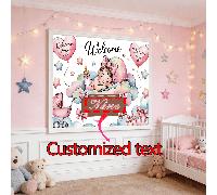 1 pezzo Striscione in vinile personalizzato con nuvole ad acquerello e a forma di cuore per bambini, disponibile in tre misure. Personalizzabile con il tuo messaggio e nome. Perfetto per battesimi, pr