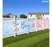 1 pezzo Striscione per festa di rivelazione del sesso, banner appeso con orsacchiotti blu e rosa per festa di nascità, decorazioni con palloncini e nuvole, decorazioni per il primo compleanno, decoraz