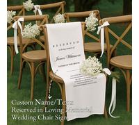 1 pezzo Striscione personalizzato "In memoria" per sedia da matrimonio e targa commemorativa, nome/testo personalizzabile, per ricordare i cari defunti, decorazione per il corridoio del matrimonio, de