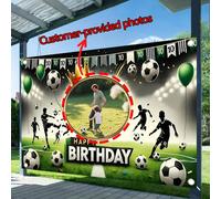 1 pezzo Striscione personalizzato per il compleanno del Principe del calcio, personalizzabile con foto e nome, cartellone in vinile, decorazione per feste a tema sportivo, senza elettricità necessaria