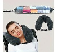 1 pezzo Super morbido cuscino da collo regolabile con grande capacità e cerniera lunga per un facile viaggio, adatto per auto, aerei, con borsa per il trasporto e tracolla, elementi essenziali per le