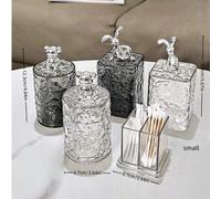 1 pezzo Supporto compatto e chic per cotton fioc di lusso in grigio trasparente a forma di orsetto, scatola multifunzione di alta qualità e creativa per il salotto per stuzzicadenti/cotton fioc, delic