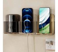 1 pezzo Supporto da parete per telecomando e telefono cellulare, staffa di ricarica senza foro, scatola di stoccaggio design trasparente per telecomandi TV e condizionatori d'aria. Organizer salvaspaz