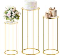 1 pezzo Supporto da tavolo rotondo classico in ferro battuto placcato oro, accessorio per matrimoni, decorazione floreale domestica, in materiale di ferro L,M,S,Set rotondo da tre pezziFerro
