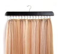 1 pezzo Supporto in legno nero e metallo per extension dei capelli, appendiabito per extension per acconciatura, trecce e lavaggio dei capelli Acciaio Hadfield